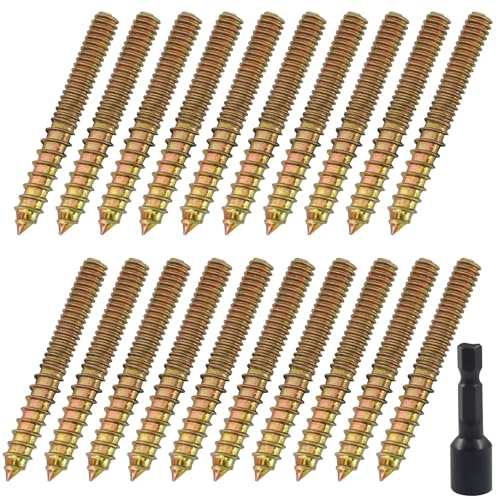 Litoexpe 20 Pcs 1/4-20 x 2 Inch Hanger Bolts Double Headed Bolts with Driver Self Tapping Screw Furniture Accessories for Wood Joint