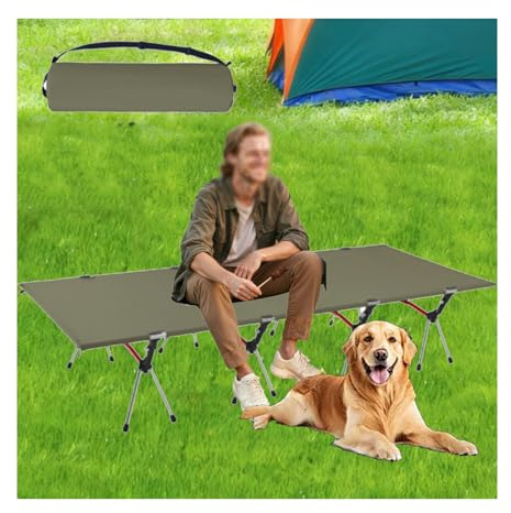 HUFIREHU GäStebett Klappbett Feldbett GäStebett Klappbar Feldbett Klappbar Campingbett Karpfenliege Relaxliege Campingliege Geeignet FüR BüRoarbeit Und Nickerchen(Green,191 * 80CM_4-Bracket)