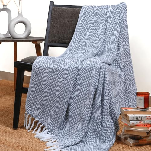 Staubige Blaue Wurfdecke - Weiches und warmes Wohnzimmer Dekorative Würfe für Sofa und Couch - 60 x 50 Zoll