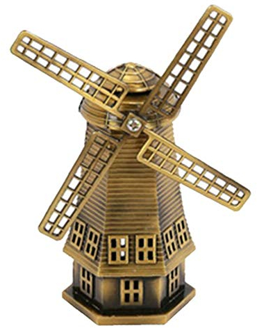 Lankater Windmühle Ornamente 3D-Holland Kühlschrank Statue Metall Handgefertigt Craft Collection Desktop-figürchen