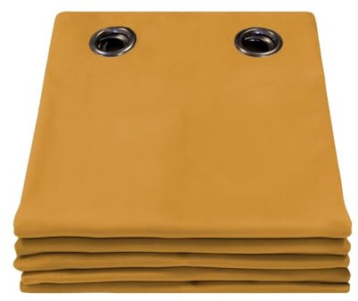 MOONDREAM DecibelControl™ Rideau Anti-Bruit 3en1 | Isolation Phonique | Thermique Hiver+Été | 100% Occultant | Technologie Brevetée | Fabrication UE | Velours | Oeillets | Jaune MC215 | 130L x 260H cm