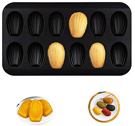 Stampo antiaderente Madeleines Madeleine teglia antiaderente Teglia da forno Madeleines Teglia Stampo per torta Madeleine Shell per Cioccolato Pasticcini e Biscotti Muffin Cupcakes Brownies nero