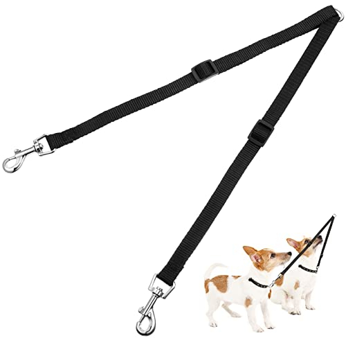 Shappy Verstellbare Doppelte Haustier Trainer Leine Kein Gewirr Doppelte Hund Verteiler Leine Gehen Trainer für Zwei Hunde (Schwarz)