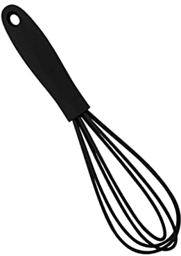 Harilla Hand Whisk Silicone Whisk Kitchen Whisk with Soft Handle Non Stick Whisk Mixer Non Scratch Egg Beater Manual Mini Whisk for Flour Butter Food Cooking Whisking Blending Stirring, Black