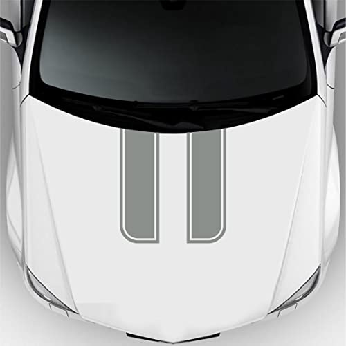 DualColorStampe Klebebänder Auto Aufkleber Motorhaube Universal-Streifen, Aufkleber Stern Motorhaube Auto, Aufkleber für Streifen Auto Tuning 0280 (Grau)