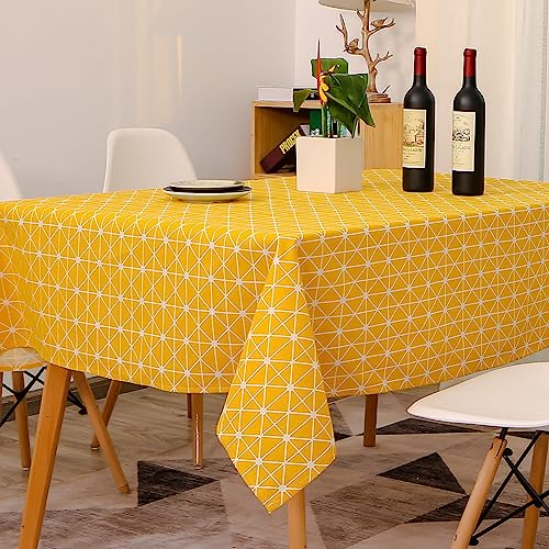 Novetec Rectangular Mantel Algodon Lino Borlas Mantel Lavables Resistentes al Aceite Antimanchas Manteles de Fácil Cuidado para Interior Exterior Jardín Comedor Fiesta y Celebraciones