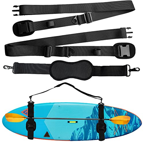 Senbaler Correa Ajustable Transporte Sup Kayak,Portátil de Pie,Tabla de Surf, Canoa,Reforzado Actualización (Negro)