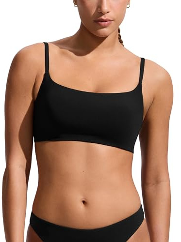 CRZ YOGA D-DD Scoop Neck Bikini Oberteil | Herausnehmbare Pads, Verstellbare Spaghetti-Träger, Swim, Bikini Tops für Damen