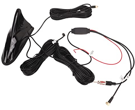 12 V Auto-Haifischflossen-Antenne, KIMISS GPS DAB FM Haifischflossen-Dachantenne WiFi Hohe Empfindlichkeit 5 M Kabellänge Universal-Radioantenne