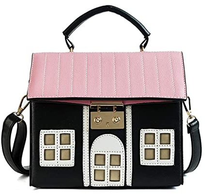 Anopo Único Novedad Bolso Forma de Casa para Mujeres Mini Divertido Raro Bolso de Hombro Crossbody Embrague Cuero PU