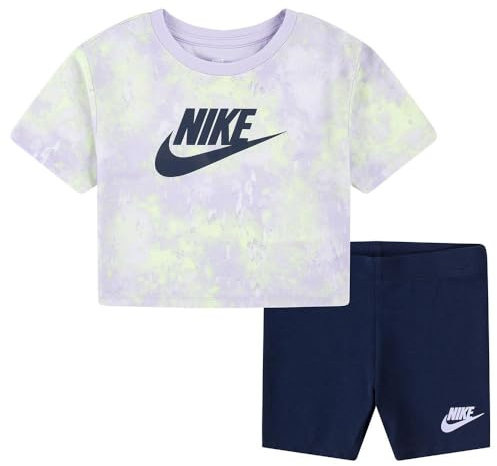 Nike COMPLETO BAMBINA BOXY TEE E BIKE SHORT 36L658 (LILLA, 6-7 YEARS)