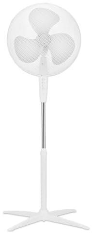 TIENDA EURASIA - Ventilador de Pie | Ventilador de Pie Silencioso | 45 W de Potencia | 3 Velocidades | Oscilante | Altura Ajustable | 2 Posiciones Fijo/Rotativo | 62 x 130 cm (Blanco)