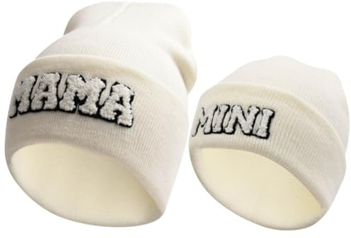 BAOZOON 2 Pz Genitore-Bambino Beanie Cappelli Mamma Mini Madre Figlia Figlio Cappello Corrispondente Inverno Caldo Berretto A Maglia Famiglia Beanie Hat