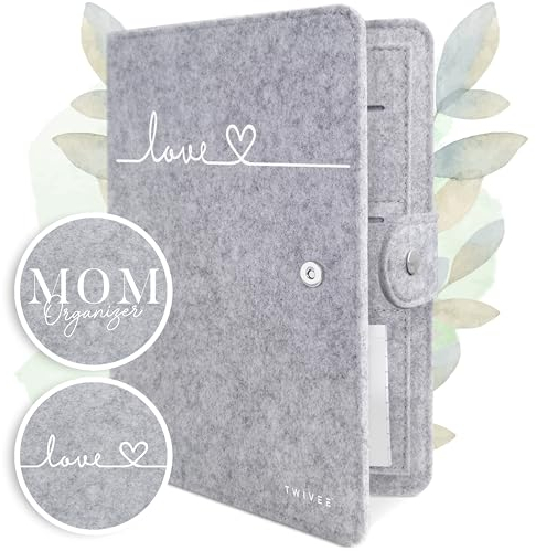TWIVEE - Mutterpasshülle aus Filz - Organizer mit Magnetverschluss - Mutter-Kind-Pass - Deutscher Mutterpass - Schutzhülle inkl. Notizblock