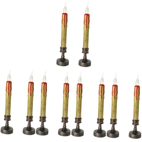 HOMSFOU 10 Stk Weihnachtskerzen Simulation Elektrische Kerze Kerzenlampenschmuck Desktop- Festival Elektrische Kerze Weihnachtsnachtlampe Haushaltskerzen Desktop-kerzenlampe Plastik