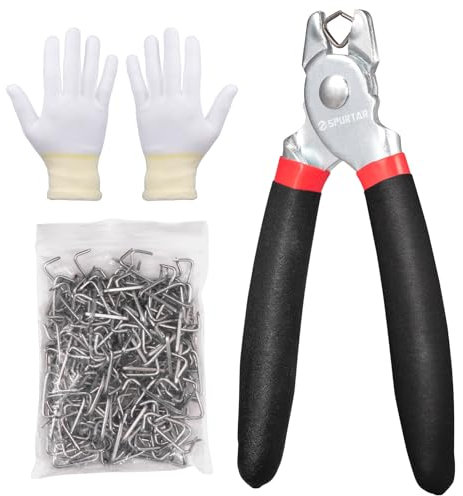 Spurtar Pinze per anelli di porco dritti con 360 pezzi 3/4” 1/2” 3/8” a molla porco in acciaio A3 Kit di pinze per anelli di porco per recinzioni di animali animali gabbie di rete