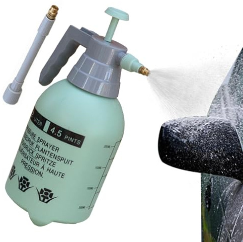 Moreeulsi Pulverizador de bomba para detalles de coche, pulverizador de mano presurizado de 2 l, pulverizador de agua para plantas, de mano con poste de extensión para limpiar el césped del jardín