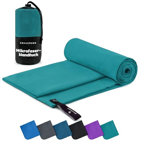 Zenacross mikrofiberhandduk med bärväska - Kompakt, snabbtorkande och absorberande sporthandduk Storlek XL - 180 x 90 cm - Bensingrön