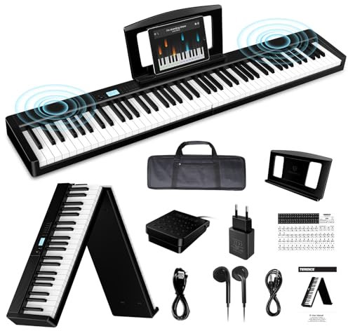 E Piano 88 Tasten: TERENCE Keyboard Piano 10W-Lautsprecher Faltbares E Piano 88 Tasten-Halbgewichtete Tastatur Digital Piano mit Bluetooth und MIDI-Schnittstelle geeignet für Anfänger und Profis