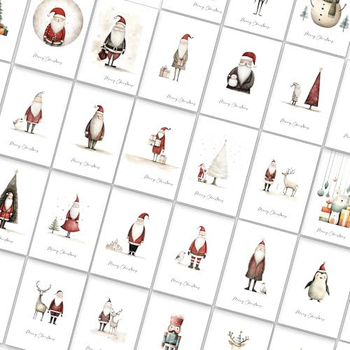 the lazy panda card company - 64 Stück Weihnachtspostkarten mit skurrilen Zeichnungen - 32 verschiedene Motive - Weihnachtspostkarte