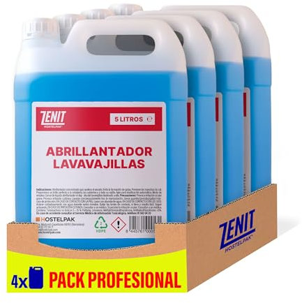 Hostelpak | 4 x 5 l | Abrillantador lavavajillas | Acabado brillante | lavavajillas líquido | detergente lavavajillas profesional