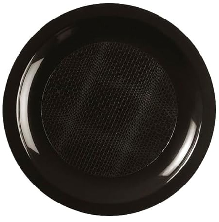 Monouso | 25 Platos Llanos Redondos de Plástico PP, Ø18.5cm, Negro, Reutilizables, Hasta 125 usos, Apto para Lavavajillas, Plástico Duro, Rígico, Reciclable, Ideal para Fiestas y Eventos.