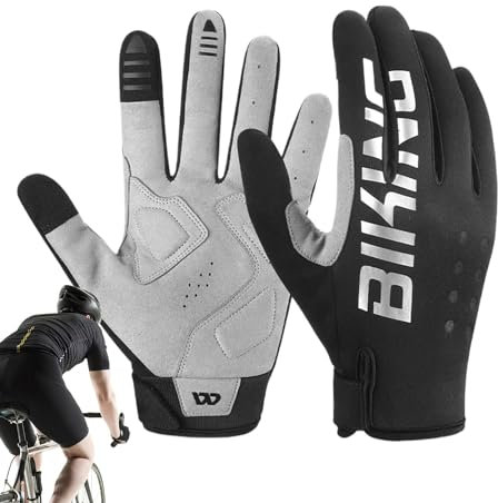 Generisch Winter-Fahrradhandschuhe,Winter-Fahrradhandschuhe,Touchscreen-Laufhandschuhe - Atmungsaktive Vollfinger-Fäustlinge, reflektierende Handschuhe zum Laufen, Radfahren, Fahren, Wandern