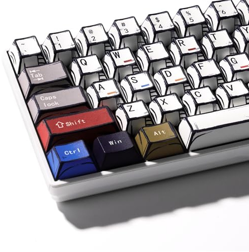 XVX Retro PBT Keycaps, Cherry Profile Keycap Set, Dye Sublimation Graffiti Keyboard Keycaps Suitable for 60% 65% 75% 80% 100% MX Switches Mechanical Keyboard
