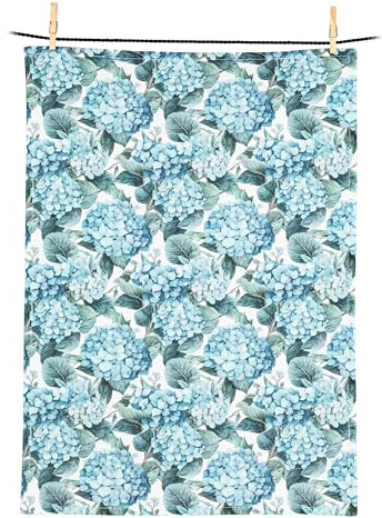 Abbott Collection Hortensien Küchen-Geschirrtuch, 100% Baumwolle, Hellblau/Grün (20 x 28 l)
