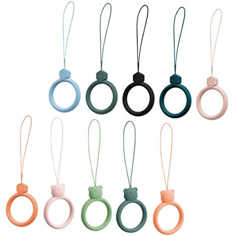 Angoily 10pezzi Cordino a Anello per Dito Comodo Cinturino per Telefono Cordino a Anello per Dito Resistente e Duraturo Pratico Anti-smarrimento Colore Casuale Stili multipli