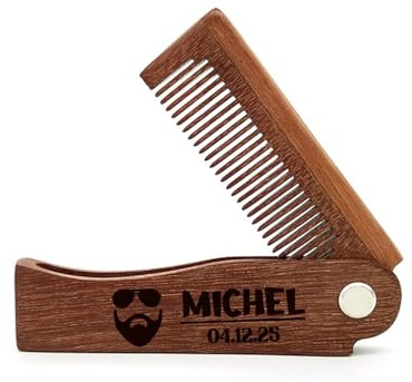Peigne À Barbe En Bois Personnalisé, Peigne À Barbe En Bois De Santal Gravé Sur Mesure, Peigne À Barbe For Homme Personnalisé, Cadeau De Toilettage For Mari Ou Petit Ami