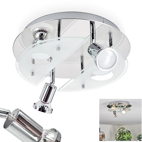 HOFSTEIN Deckenleuchte Mirando, 4-flammige Deckenlampe aus Metall/Glas in Chrom/Silber/Klar, verstellbare Leuchte im modernen Design, GU10 inkl., 3000 Kelvin, 250 Lumen, Wohnzimmer, Esszimmer, Küche