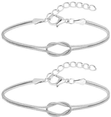 CUEMOON 2 stycken armband par vänskap armband dam silver vänskap armband dam, justerbar gåva dam flicka
