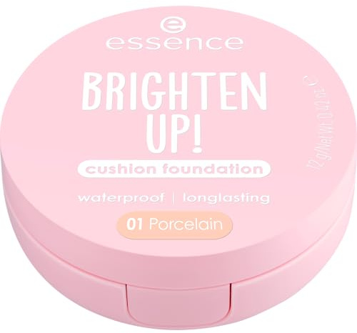 essence BRIGHTEN UP! cushion foundation, Nr. 01, Nude, langanhaltend, aufhellend, natürlich, vegan, ölfrei, wasserfest, ohne Parabene, 1er Pack (12g)