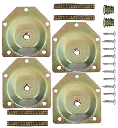 FUTUREORYY 4 Stück Abgewinkelte Befestigungsplatte für Sofa Füße aus Eisen mit Schrauben 12 Grad Montageplatten zur Einfachen Montage für Möbel Beine und Dressingtisch