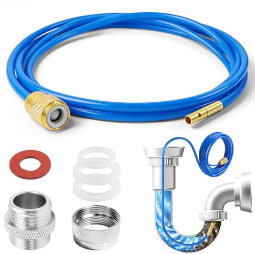 Limpiador de tuberías de alta presión, manguera de limpieza de tuberías para grifo con boquilla de latón y juntas, manguera desatascadora para M22 M24 1/2 pulgadas, dispositivo de limpieza de tuberías