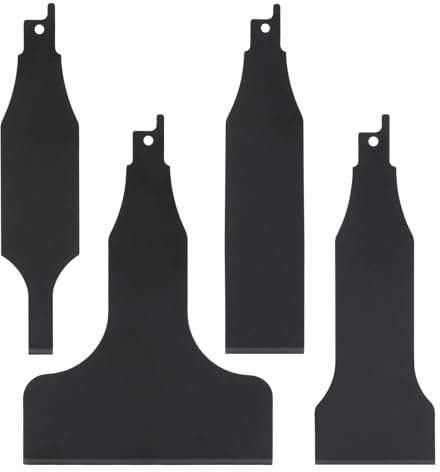 4PCS Reciprocating Saw Scraper Blade, High Carbon Steel Tile Cleaning Tools for Removing Tile Grout Glue Gaps Adhesives, Wall Cleanings, Metal Derusting (Color:Black)