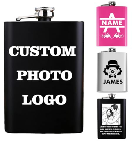 Petaca grabada personalizada de 8 onzas, petaca de bolsillo de acero inoxidable personalizada con logotipo de nombre, frasco de licor a prueba de fugas para whisky, vodka, bourbon, regalos de boda