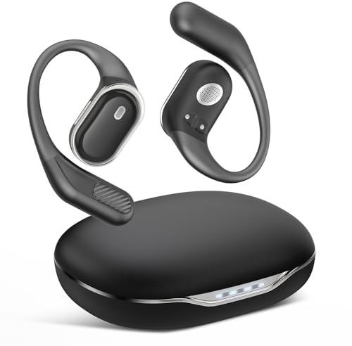 TRAUSI Open Ear Wireless Earbuds Bluetooth Headphones with Noise Cancelling Mic, Stereo Sound Ear Buds, Fast Charging Sports Earphones with Earhook for Running