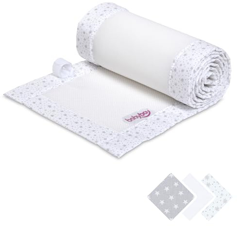 babybay Nestchen 3D Mesh passend für Modell Maxi, Boxspring, Comfort und Comfort Plus, weiß Glitzersterne Silber