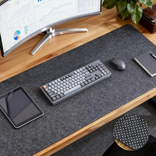 AILRINNI Tapis de Bureau en Feutre, 100 x 40 cm Grand Tapis de Souris XXL | Antidérapant, Réduction du Bruit, Lavable, Pour Ordinateur de Bureau, Accessoire Grand Bureau pour Clavier et Souris Gaming