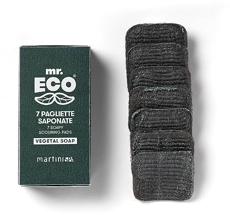 martini SPA Mr. Eco 7 Pagliette sgrassanti arricchite con Sapone vegetale all'olio di Cocco e al Profumo di Limone, 7.5x5x14.5cm, 105 g, 7 unità