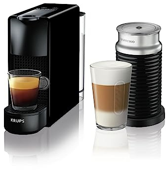Krups Nespresso Capsule caffè Essenza Mini con Aeroccino, Blocco termico del sistema di riscaldamento, 0.7 L, 1260 W, 19 Bar, Nero