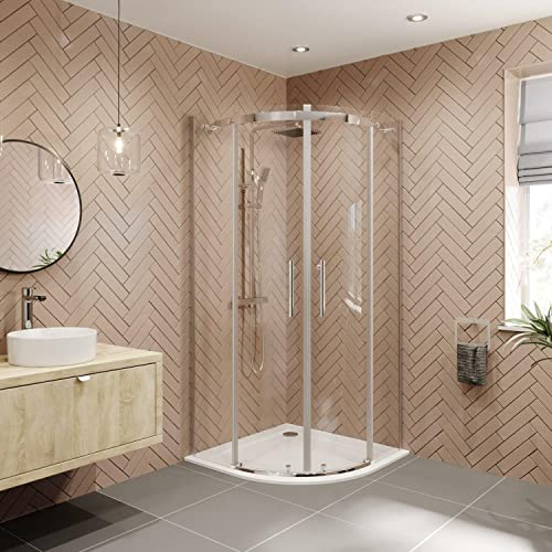 900 x 900mm Quadrant Shower Enclosure Frameless Walk in 8mm Glass Premium Tray with Waste