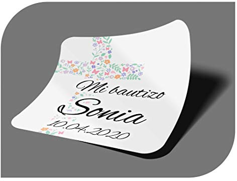 CrisPhy personalisierbare Aufkleber zur Kommunion oder Taufe mit Namen und Datum, Aufkleber für Einladungen zur Hochzeit, Verlobung, Geburtstag, Party, Vintage, Stempel