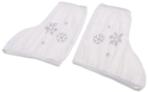 Tenlacum Eis-/Figuren-/Rollschuh-Stiefel, Schutzwerkzeug mit Schneeflocken-Motiv, weiß, schwarz (2 Stück) (weiß-M, wie beschrieben)