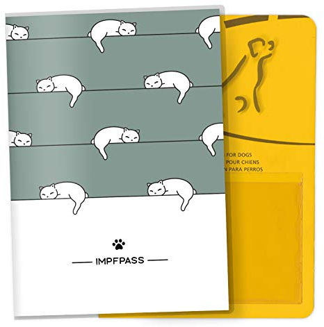 OLGS Impfpasshülle für Tiere Lovely Pets Schutzhülle für dem Impfpass Tierpass Hülle Haustier Geschenkidee (Cosy Cats, Impfpasshülle ohne Personalisierung)