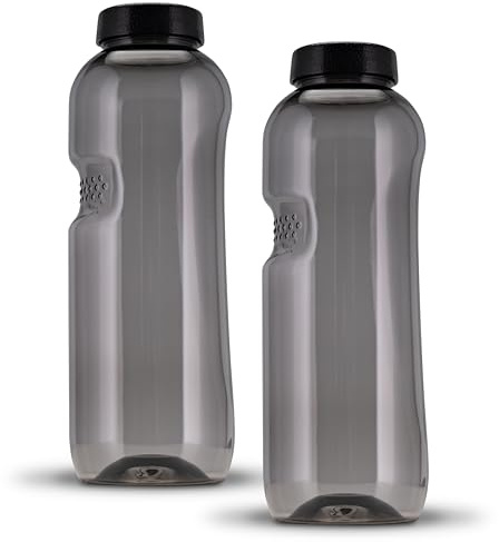 Kavodrink 2 x Tritan Trinkflasche 0,75L Wasserflasche schwarz Sportflasche BPA frei Flasche 750ml