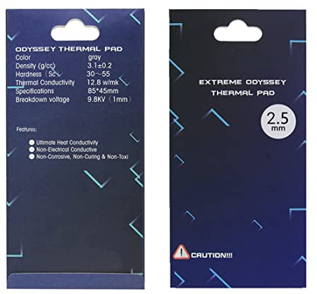 Thermal Pad 12.8 W/mK, 85x45x2.5mm, Non Conductive Heat Resistance High Temperature Resistance, Silicone Thermal Pads for Laptop Heatsink/GPU/CPU/LED Cooler (2.5mm)