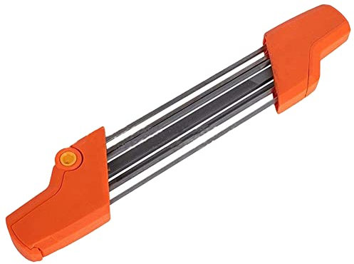 EHOTER Aiguiseur de chaîne 2 en 1 pour tronçonneuse 4 mm 4,8 mm 4,8 mm Outil d'affûtage de chaîne de tronçonneuse Outil de meulage facile Accessoires de rechange pour STIHL (4,8 mm, orange)